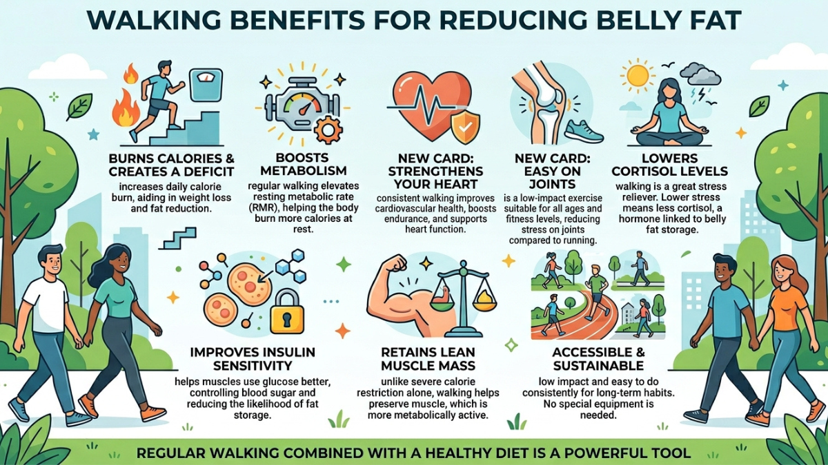 Walking Benefits for Belly Fat Explained